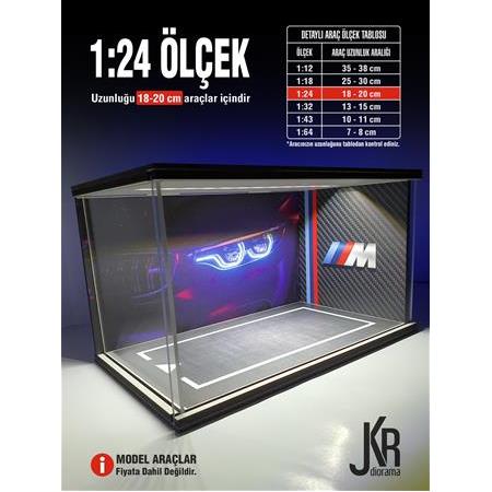 BMW M Serisi V1 Diecast Led Işıklı Akrilik Korumalı Stand/Diorama 1:24 ÖLÇEK