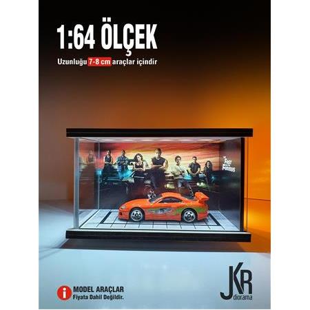 Fast and Furious V4 Diecast Led Işıklı Akrilik Korumalı Stand/Diorama 1:64 ÖLÇEK