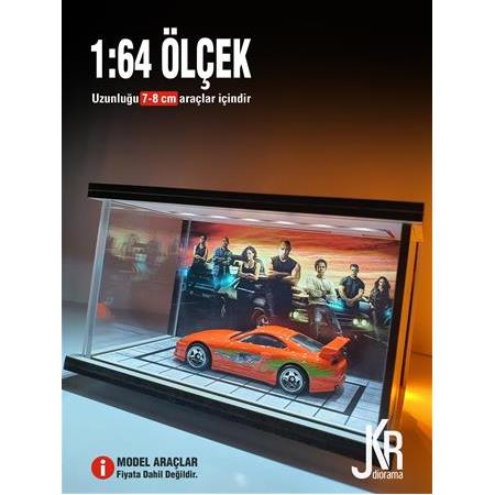 Fast and Furious V4 Diecast Led Işıklı Akrilik Korumalı Stand/Diorama 1:64 ÖLÇEK